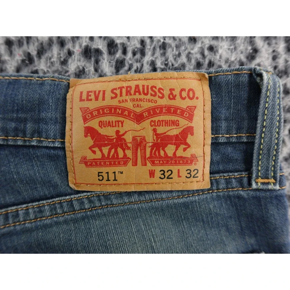 Levis 511 Slim Fit Jeans Mens 32x32 Medium Wash Blue Denim‎ Tapered Leg